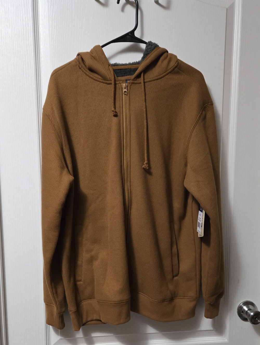 SMITH Men's Zip-Up Hooded Sweater in Caramel Brown